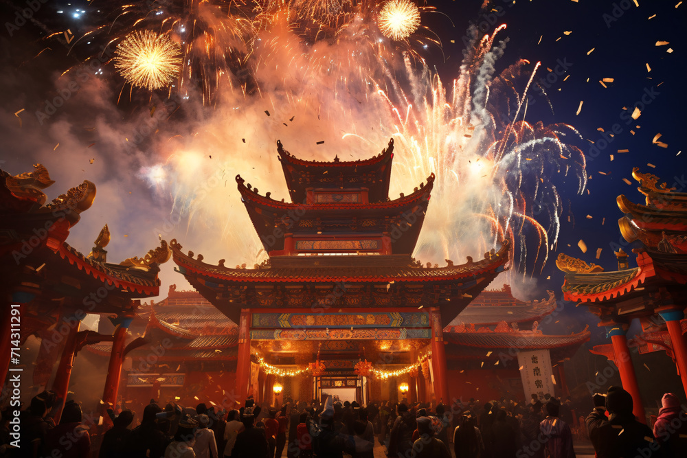 Fototapeta premium Chinas pyrotechnic set off dazzling