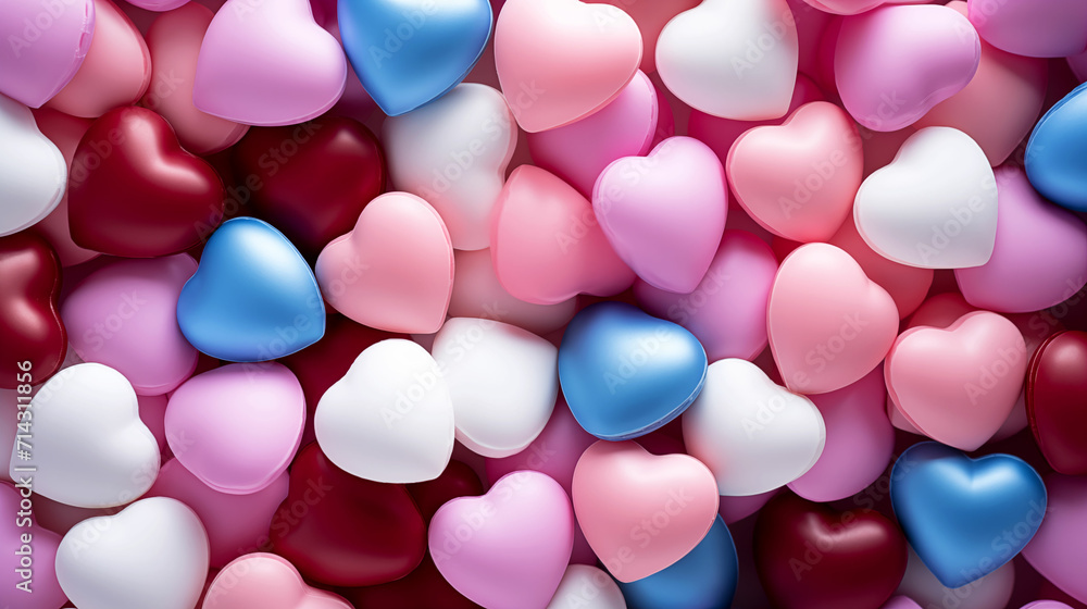 background with a lot of hearts of different colors, love pills, love concept, congratulations with Valentine's Day background with a lot of hearts of different colors, love pills, love concept, congratulations with Valentine's Day