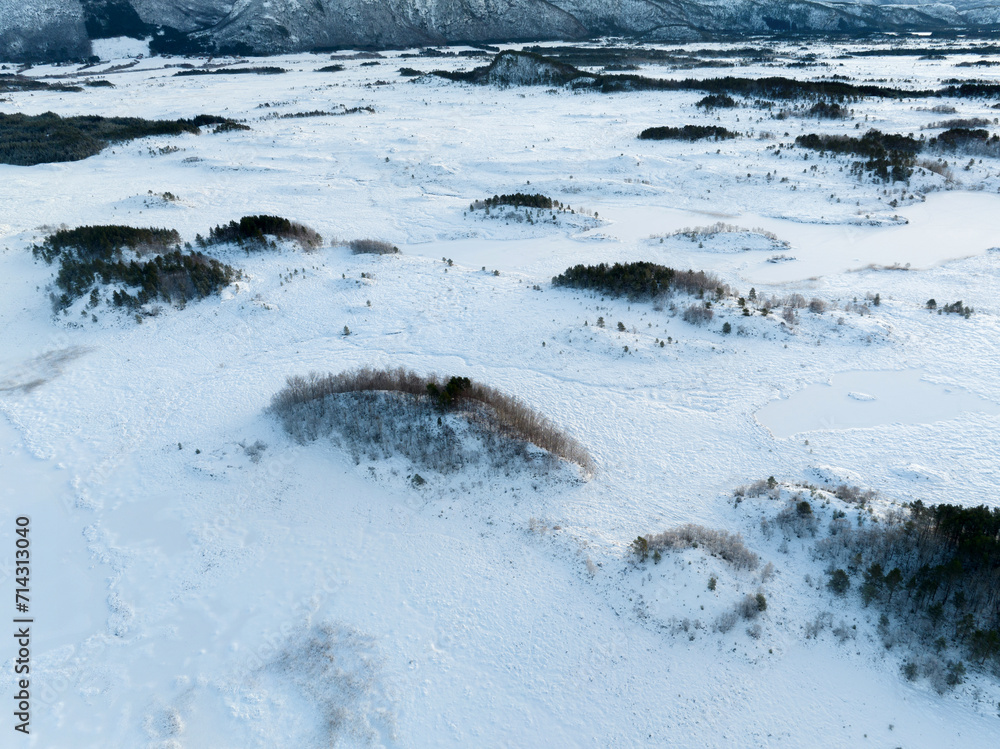 The peatland in Gule-/Stavikmyrane nature reserve in winter ( More og Romsdal, Norway).