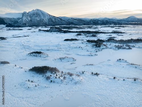The peatland in Gule-/Stavikmyrane nature reserve in winter ( More og Romsdal, Norway).