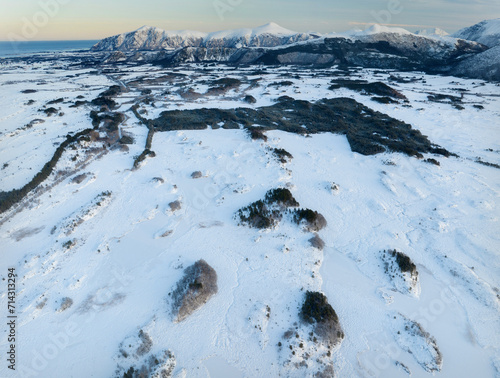 Obraz na płótnie The peatland in Gule-/Stavikmyrane nature reserve in winter ( More og Romsdal, Norway). w salonie