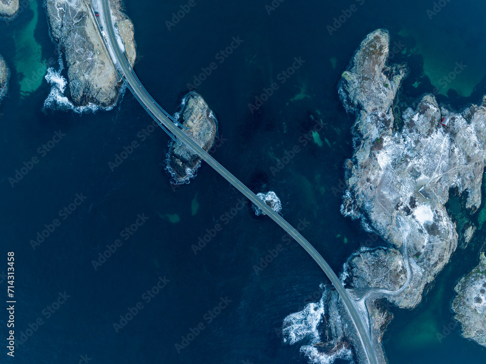 The Atlantic Ocean Road in winter (Nordmore, Norway).