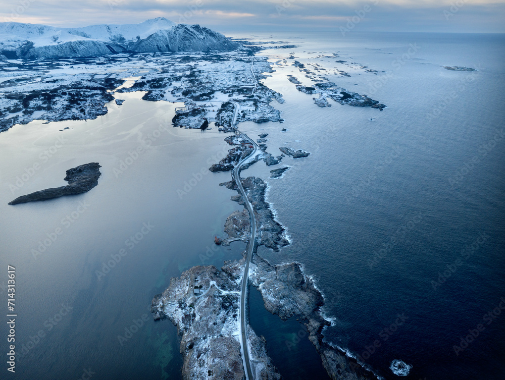 Obraz premium The Atlantic Ocean Road in winter (Nordmore, Norway).