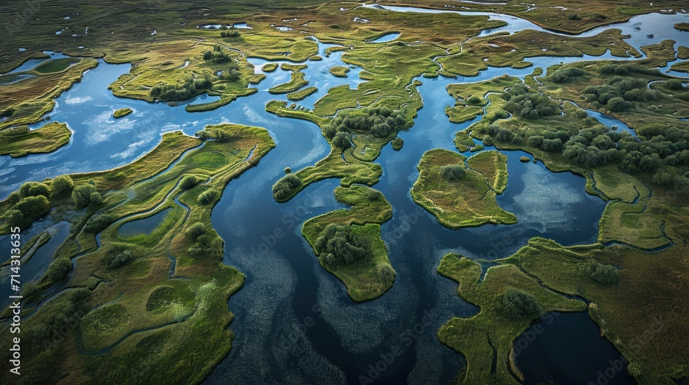  an aerial view of a body of water with land in the middle of the water and land in the middle of the water and land in the middle of the water.