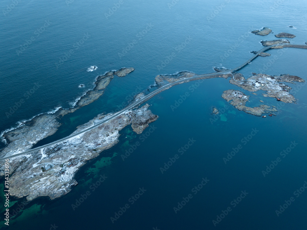 The Atlantic Ocean Road in winter (Nordmore, Norway).