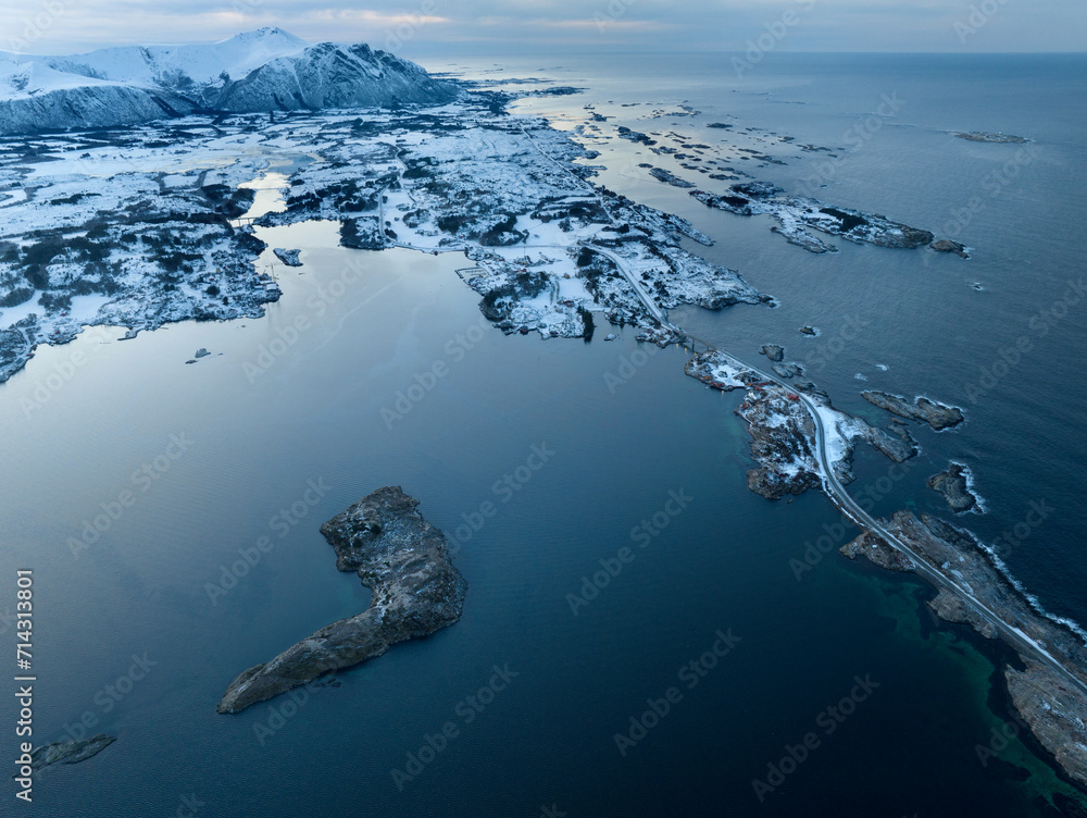 The Atlantic Ocean Road in winter (Nordmore, Norway).