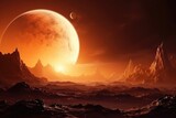 Exoplanet with Sun, Planets, and Orange Atmosphere