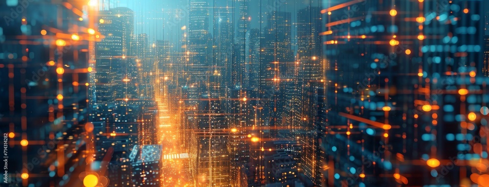 a city in connection with a network