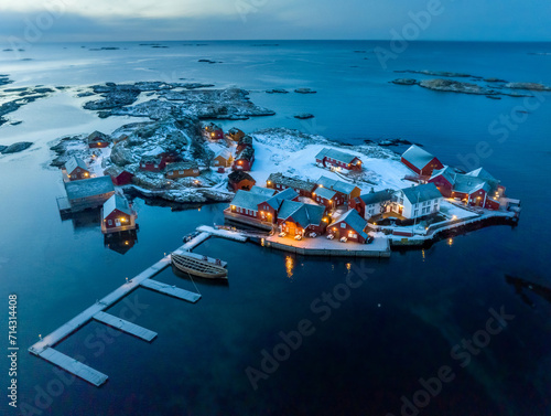 Obraz na płótnie Haholmen - the fishing village on island near the Atlantic Ocean Road (Norway). w salonie