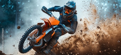 a motorcyclist doing stunts while on his dirt bike