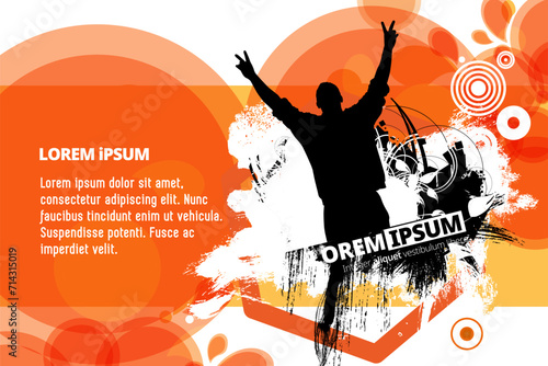 Young happy people are dancing. Nightlife and music festival concept. Vector