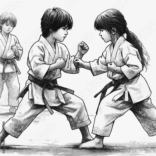children in karate pose