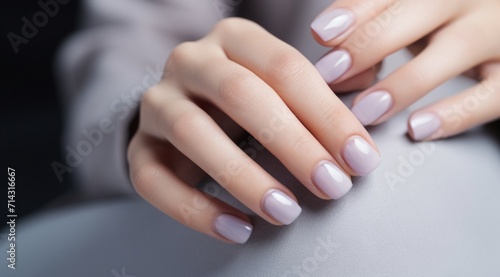 a womans backside hand with a dark pink and silver manicure