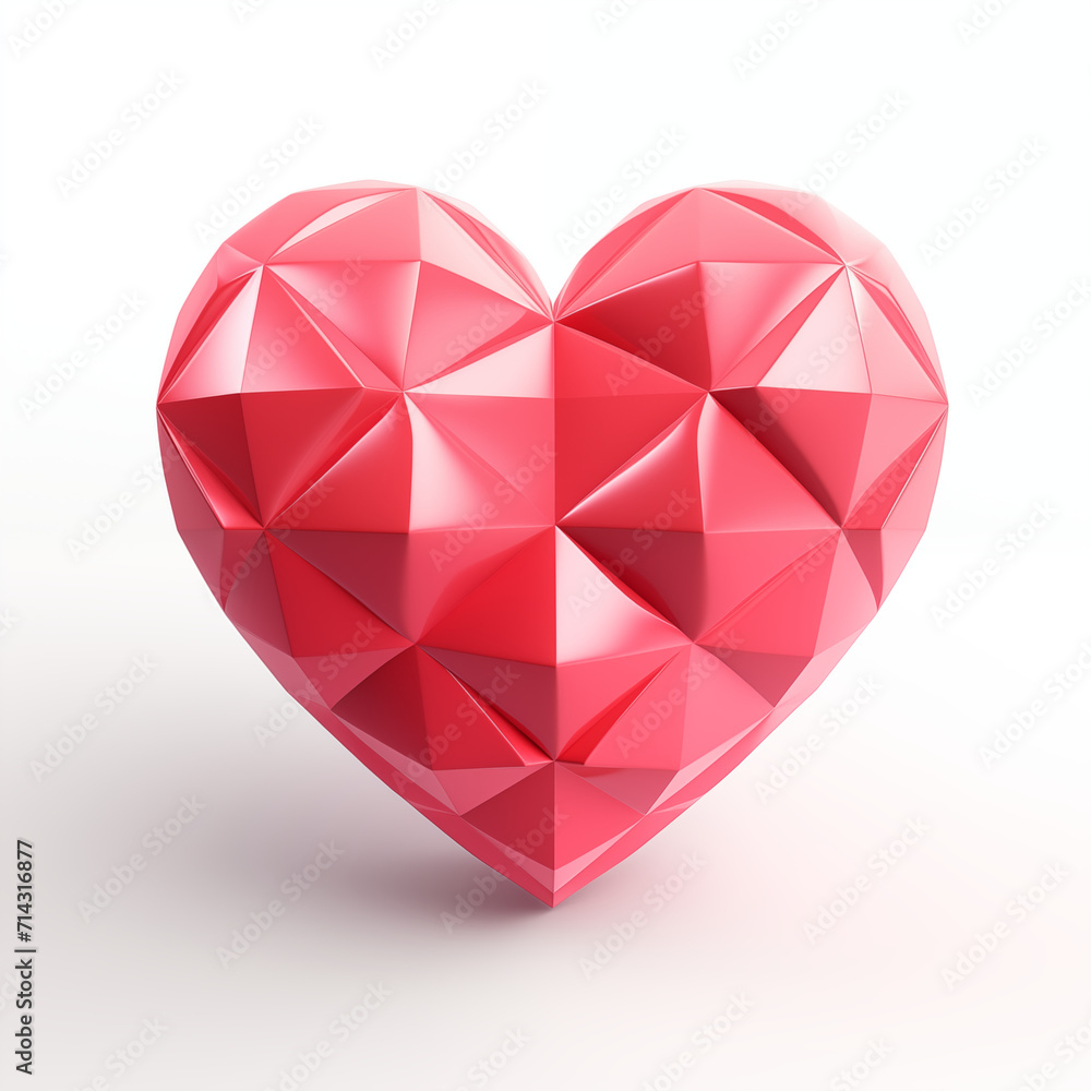 3D Box Heart for Valentine's Day on White Background 3D Box Heart for Valentine's Day on White Background