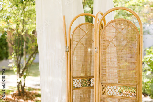 Εκτύπωση καμβά Rattan folding screen divider outdoors