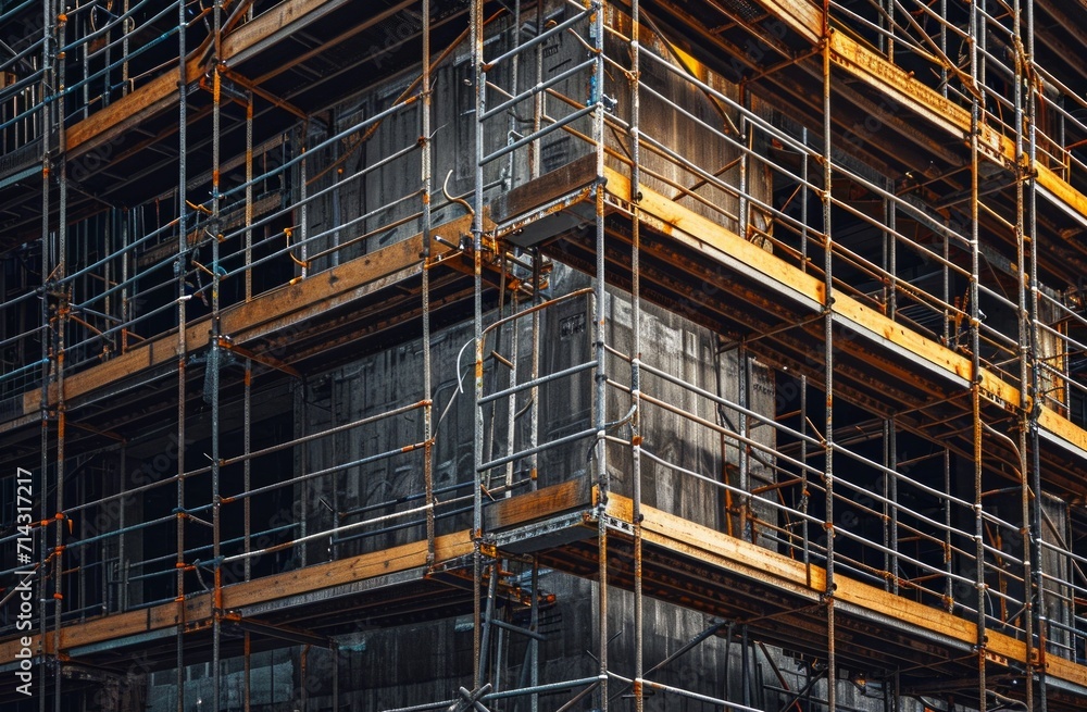 an architecturally structured building with scaffolding an architecturally structured building with scaffolding