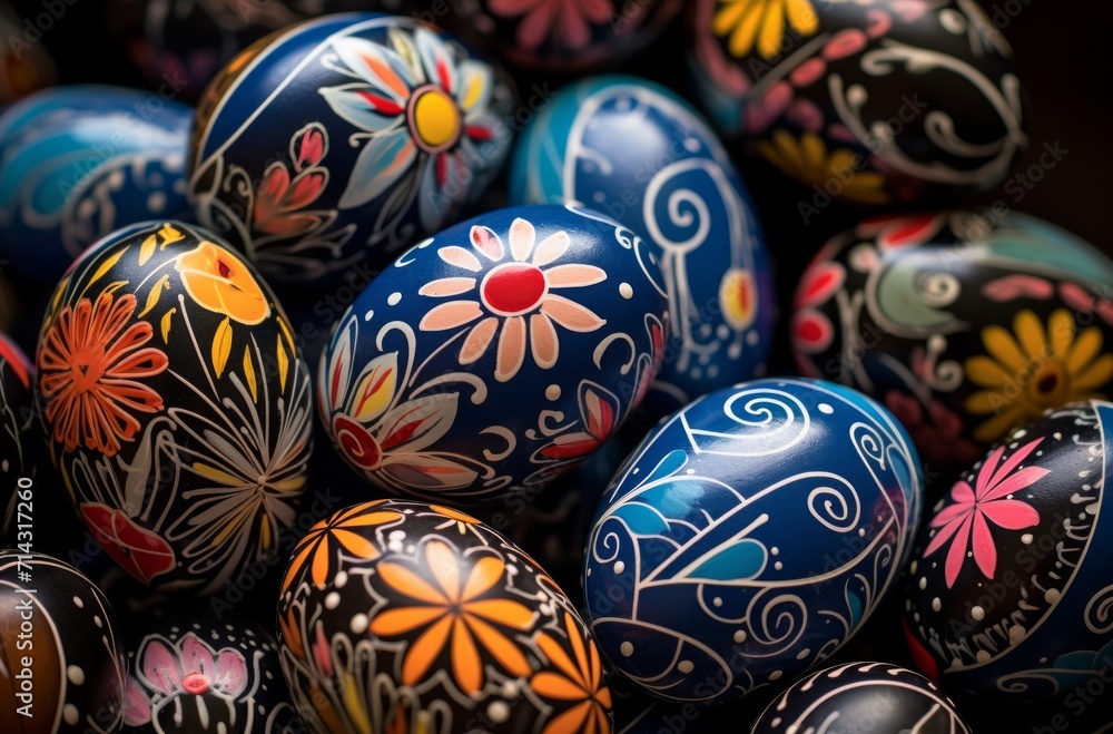 an image of a pile of painted ceramic eggs an image of a pile of painted ceramic eggs