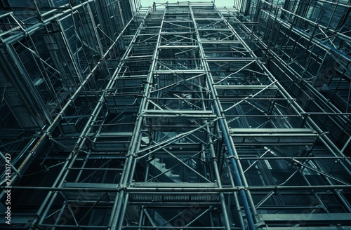 Wallpaper Mural an architecturally structured building with scaffolding Torontodigital.ca