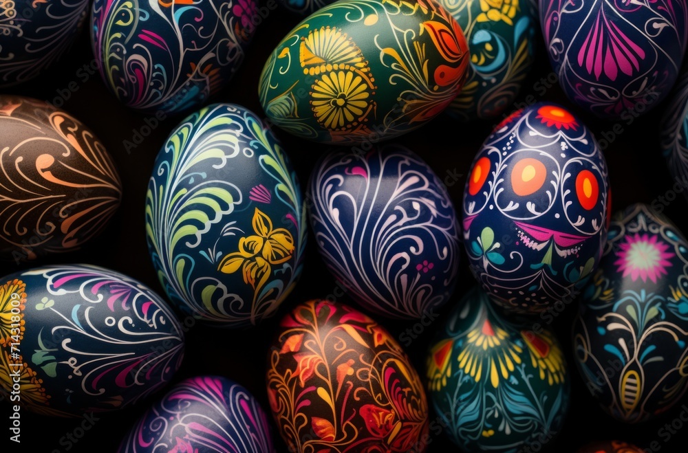 an image of a pile of painted ceramic eggs an image of a pile of painted ceramic eggs