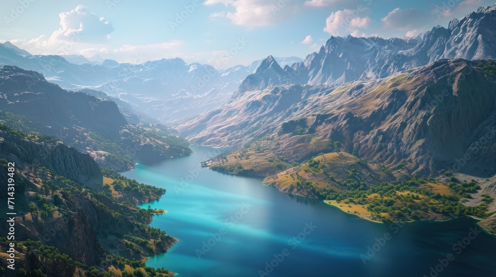 an aerial view of a mountain range with a lake in the foreground and a mountain range in the background with a blue body of water in the foreground. an aerial view of a mountain range with a lake in the foreground and a mountain range in the background with a blue body of water in the foreground.