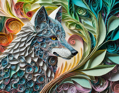 un loup selon l'art du paperolle