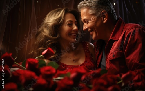 Happy elderly couple enjoying life and celebrating Valentine's Day © Olga Mukashev