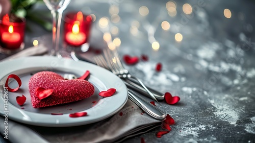 Valentine's day romantic table setting photo