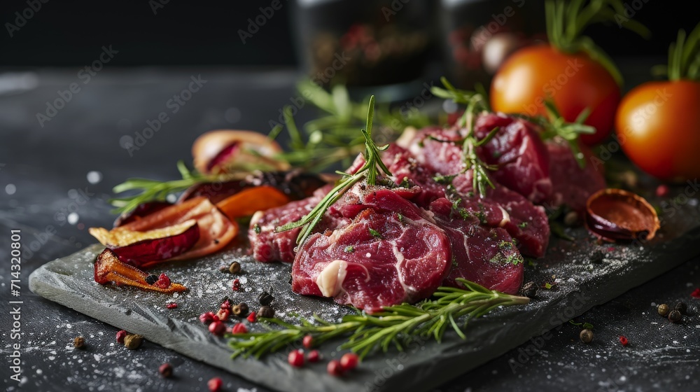 Assorted Meat & Veg on Fresh Cutting Board