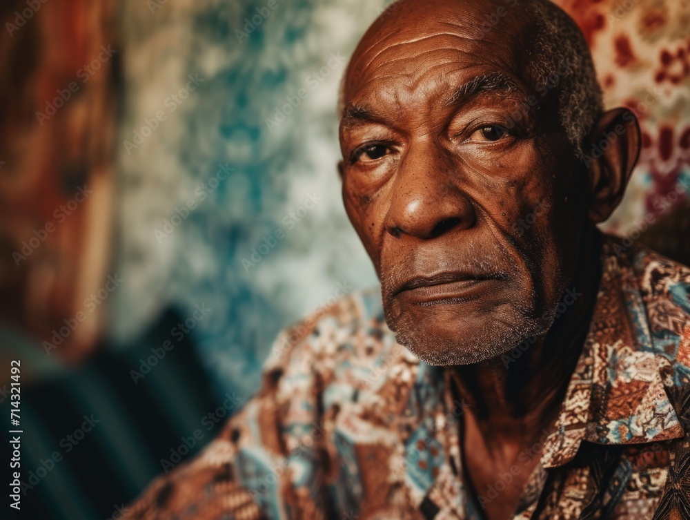 Photorealistic Old Black Man with Brown Straight Hair vintage Illustration. Portrait of a person in 1960s era aesthetics. Mod fashion. Historic photo Ai Generated Horizontal Illustration. Photorealistic Old Black Man with Brown Straight Hair vintage Illustration. Portrait of a person in 1960s era aesthetics. Mod fashion. Historic photo Ai Generated Horizontal Illustration.