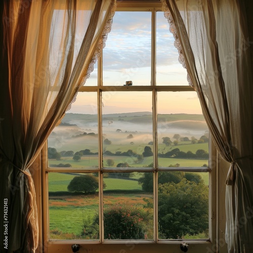 Scenic Window Overlooking Countryside