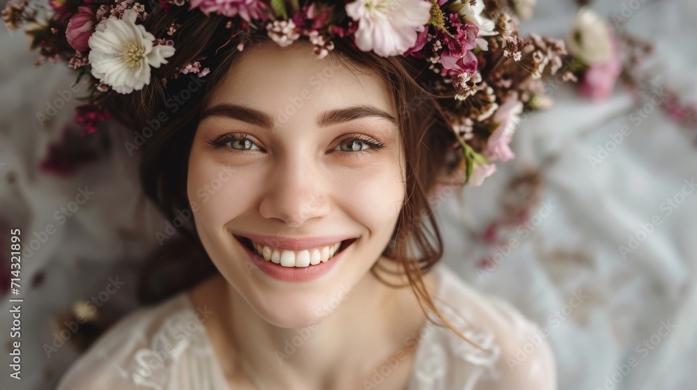 Woman With Flower Crown on Head