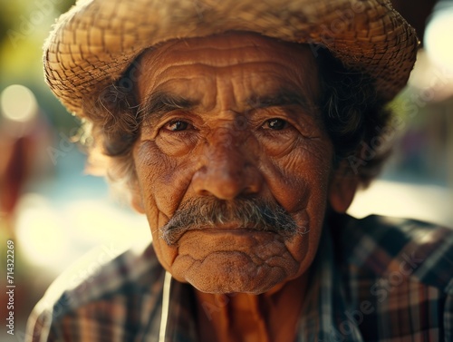 Photorealistic Old Latino Man with Brown Curly Hair vintage Illustration. Portrait of a person in 1960s era aesthetics. Mod fashion. Historic photo Ai Generated Horizontal Illustration.