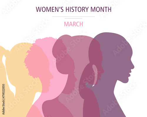 Women's History Month banner.Flat vector illustration.