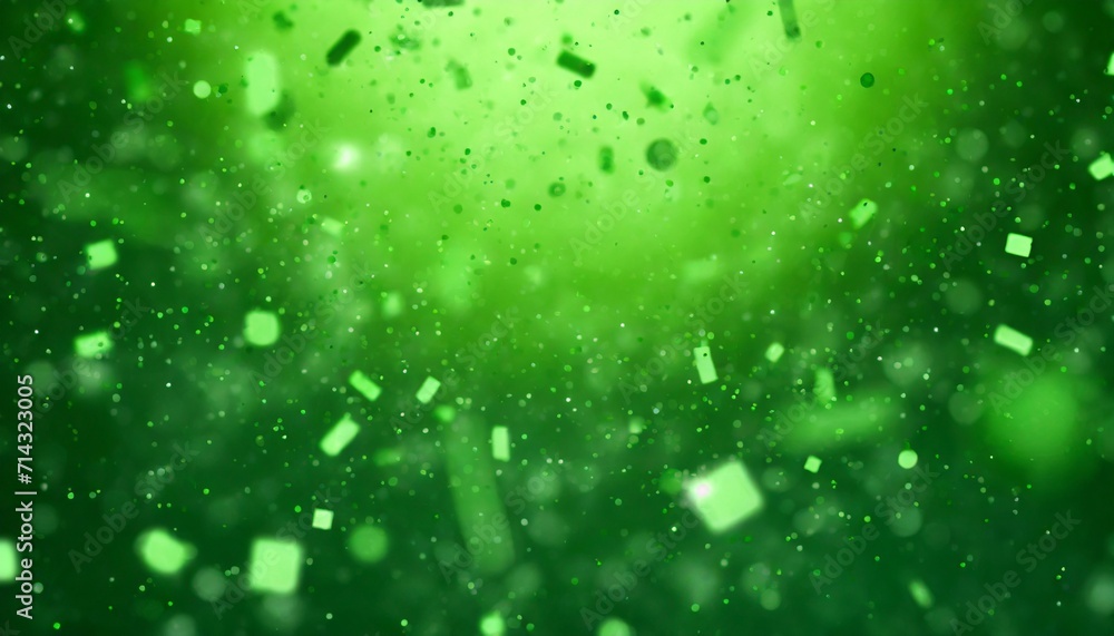toxic green background with chaotic flying particles