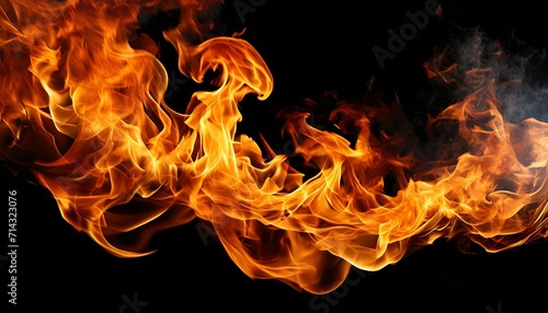 movement of fire flames on black background