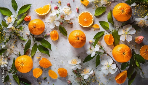 orange blossoms flatlay photo