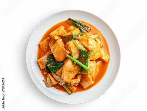 Kare-kare, Filipino Food in white plate and white background