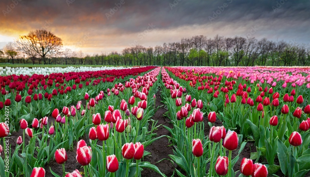 field of stunning tulips