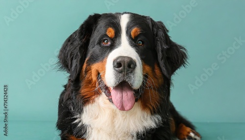 funny bernese mountain dog on color background photo