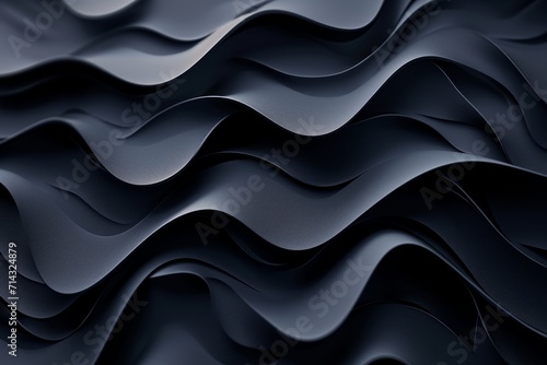 Abstract Wallpaper with Black 3D Waves AI Generated