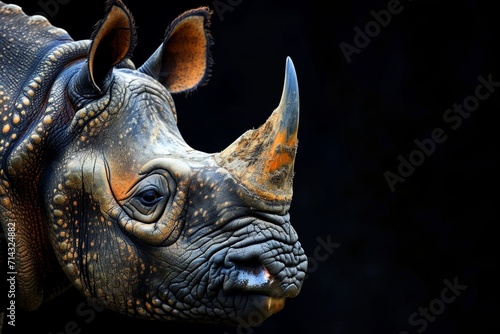 Wallpaper rhinocero on the black background photo