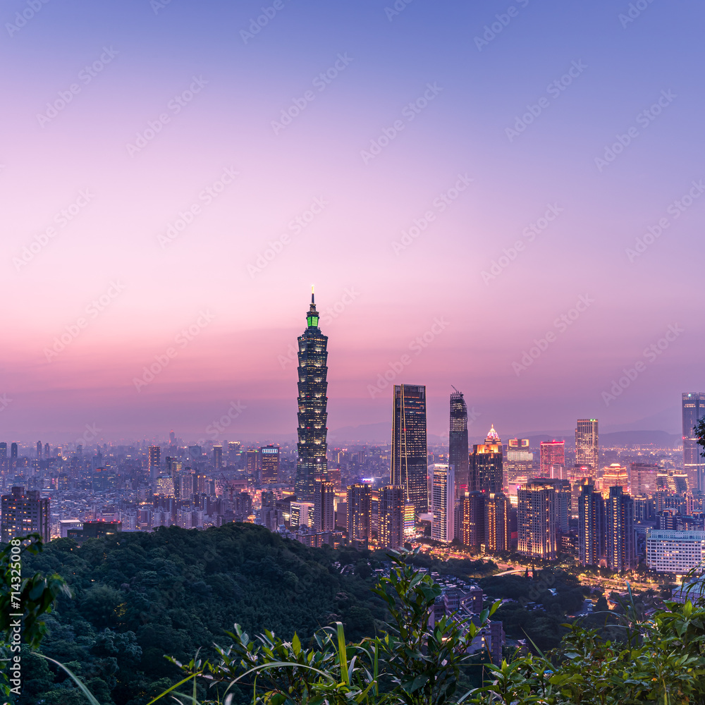 Obraz premium Skyline of Taipei city at night.