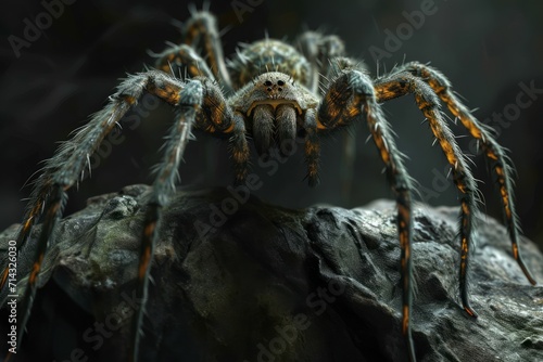 Large Arachnid on Dark Backdrop AI Generated