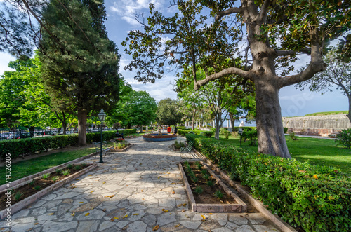 View to the Spianada square in Corfu during summer, nearby the old fortress. photo
