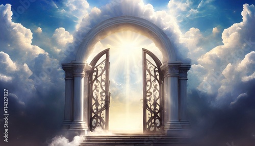 heaven gate fantasy beautiful illustration background generative ai
