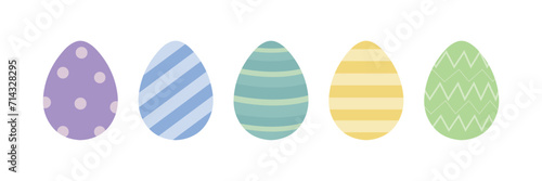 Easter eggs. Set of vector illustrations in flat modern style. Colorful Easter eggs.