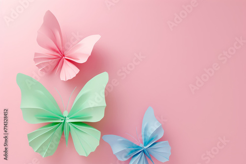 Delicate origami butterflies in shades of pink, green, and blue, a creative representation for Rare Disease Day..