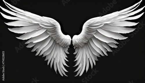 white angel wing black background realistic
