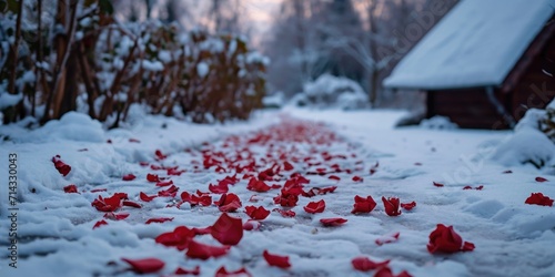 Rose Petals on a Pathway