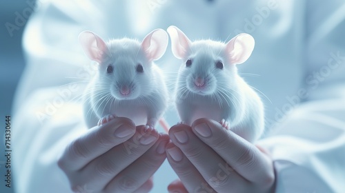 Closeup of Laboratory Mice in Scientist's Hand AI Generated